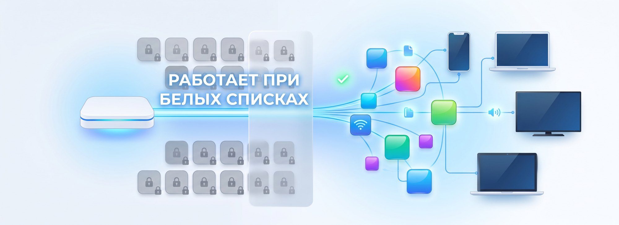 Интернет работает даже при белых списках: роутер пробивает открытый канал, сервисы доступны на всех устройствах